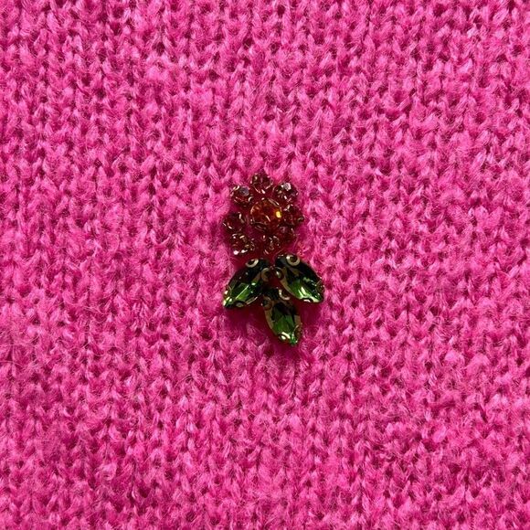 Lily Pulitzer Pink Stilla Sweater Floral Rhinestones Long Sleeve Size XS - Picture 5 of 16